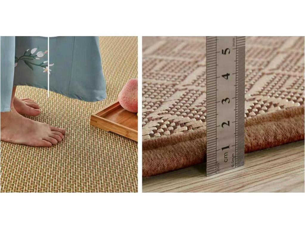Woven Rattan and Bamboo Cooling Floor Mat for Bedroom and Living Room