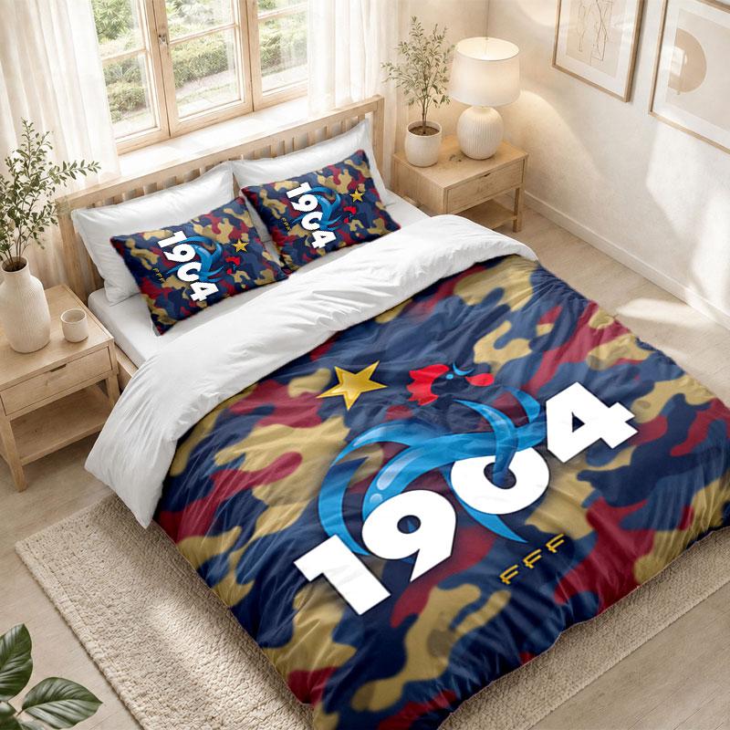 Bedding Set 1 Duvet Cover 2 Pillowcases France Football Print Bedroom Home Decoration