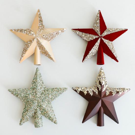 Yousheng Рождественская звезда верхушка дерева украшение блестящая звезда верхушка дерева украшение для деревьев гирлянда настольный праздничный декор