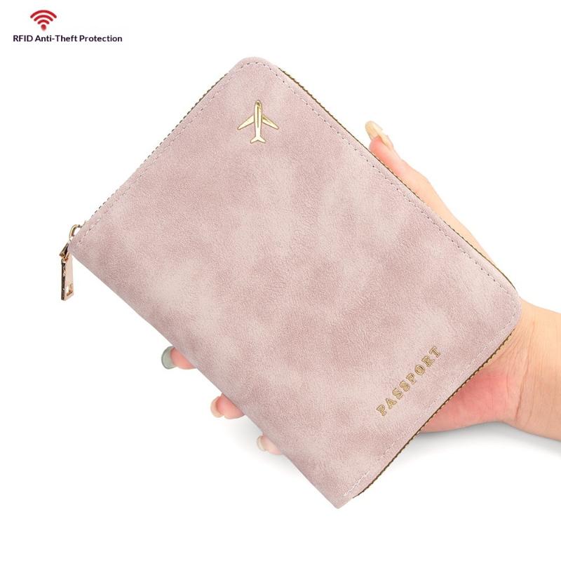 Многофункциональная сумка для паспорта с блокировкой RFID из полиуретана, держатель для дорожных документов на молнии, кошелек для хранения билетов для нескольких паспортов