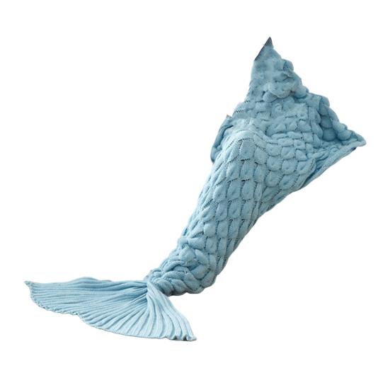 Одеяло с хвостом русалки, вязаное, с текстурой чешуи, эластичное, плотное, сохраняющее тепло, спальный мешок