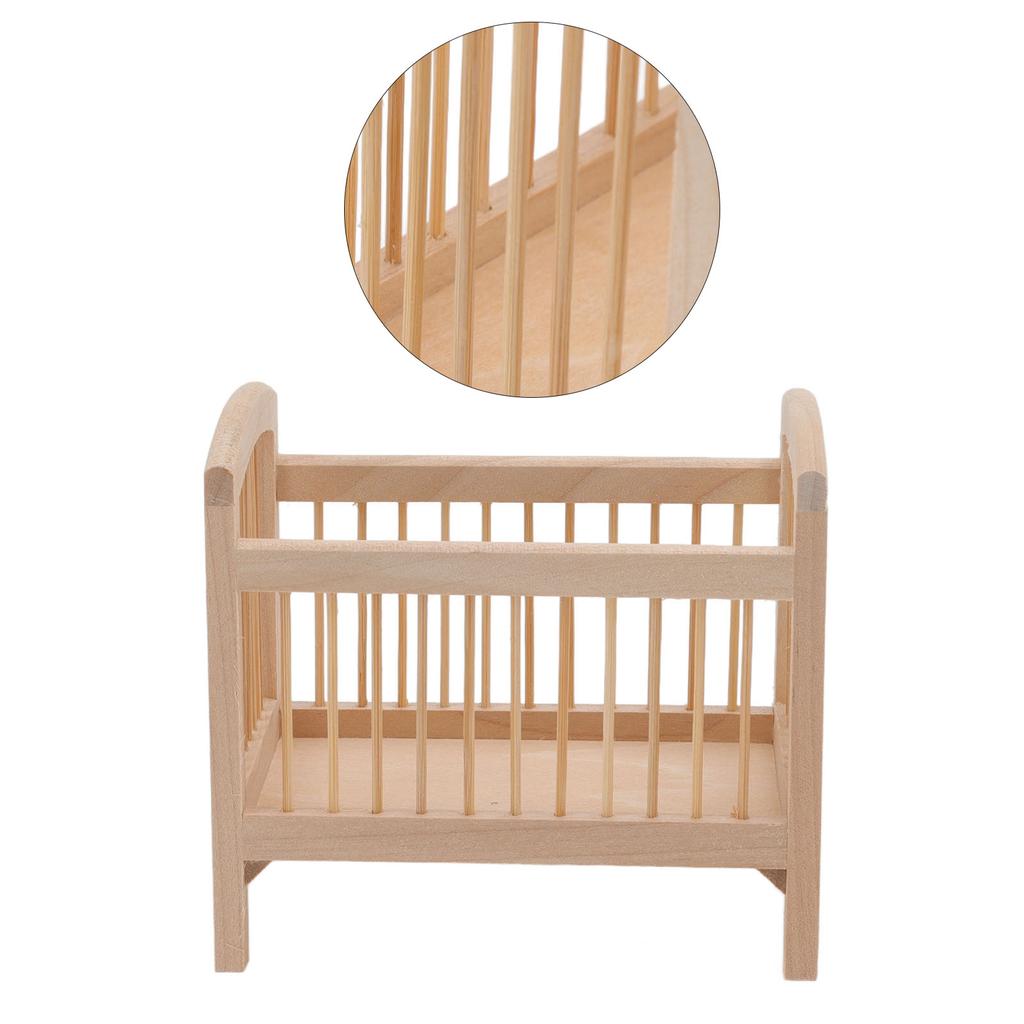 Миниатюрная детская кроватка 1/12 масштабная реалистичная деревянная мебель без заусенцев мини-кровать для кукольного домика