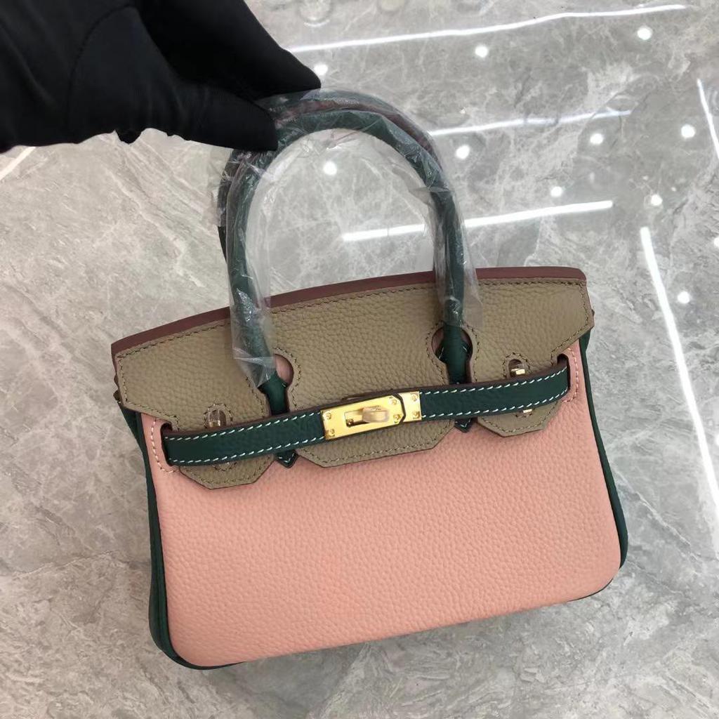 Сумка на плечо из коровьей кожи Colorblock Platinum Lychee Grain 2024 года — повседневная сумка для поездок на работу