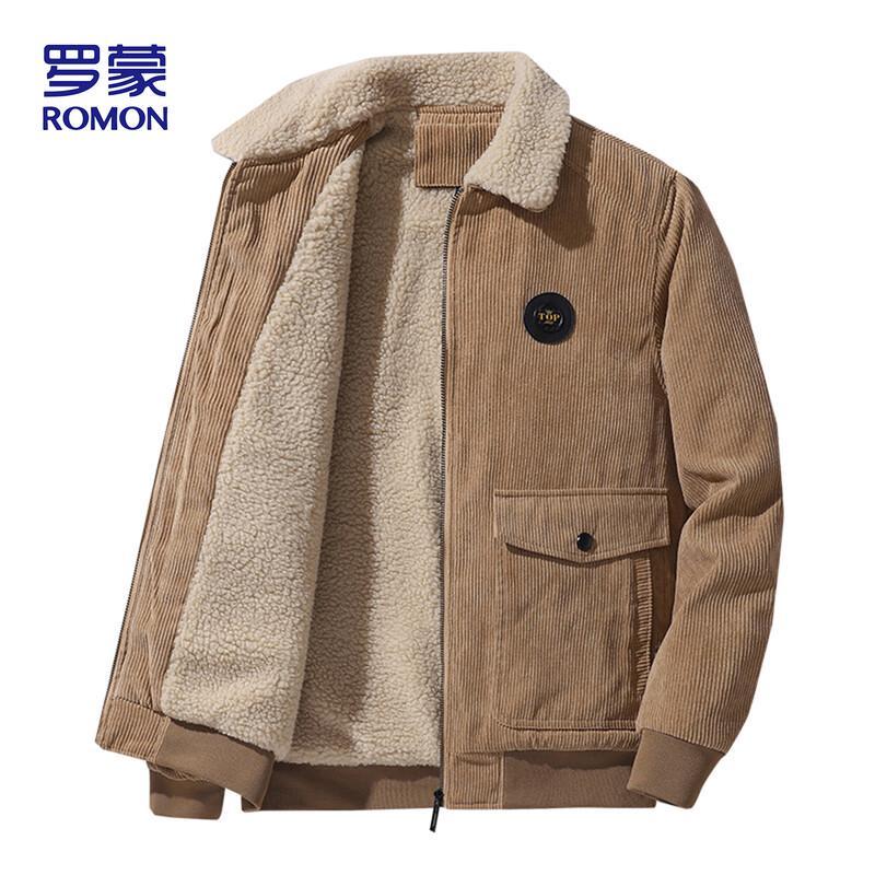 Romon Men's Fleece-Lined Corduroy Jacket