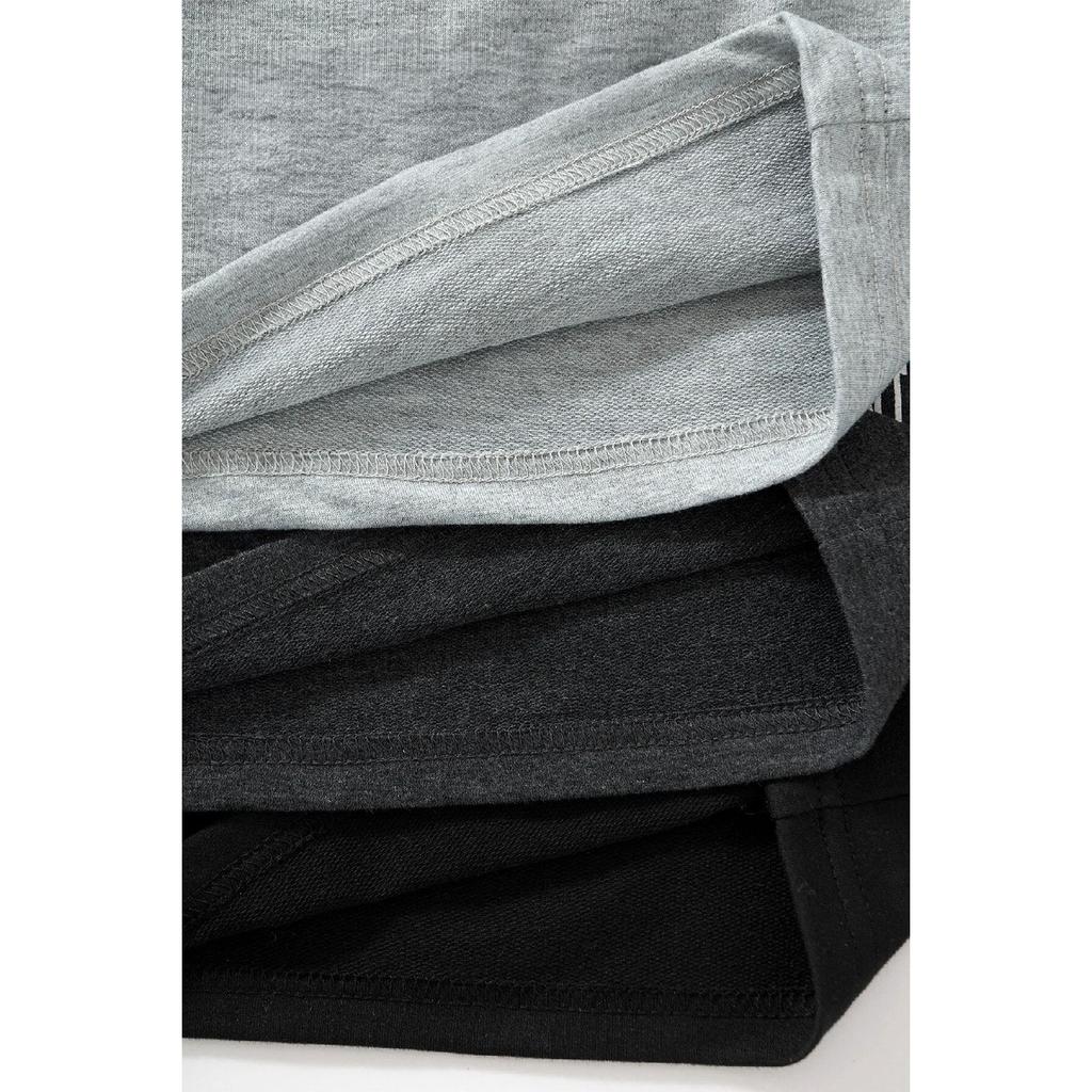 Черные дымчато-серые женские шорты из трех частей без принта