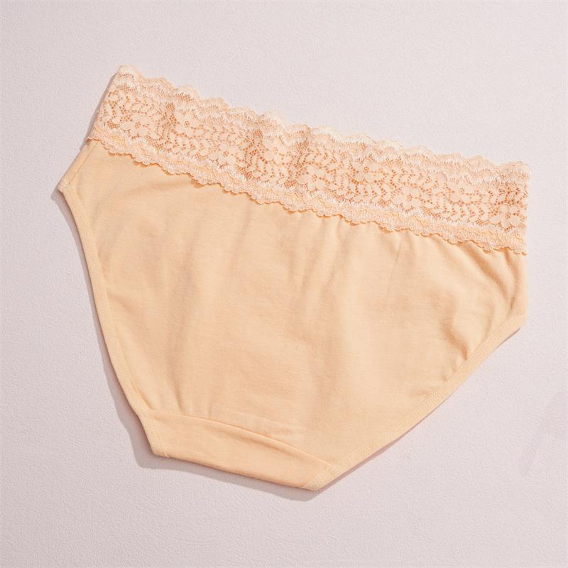 FINETOO 2Pcs Women Cotton Seamless Underwear Sexy Lace Waist Patchwork Panties Female Solid Briefs Plus Size Breathable Lingerie