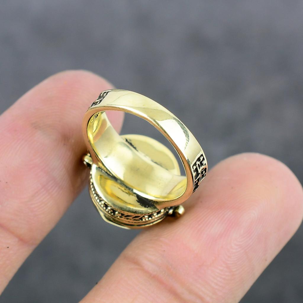 Звездный вид, латунное ювелирное изделие ручной работы, ядовитое кольцо, размер 7 d8F17