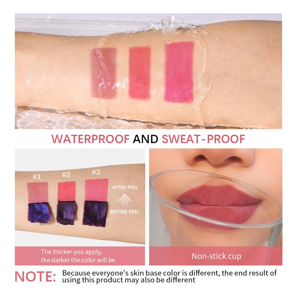 Серебряный тюбик Peel Off Tattoo Lipgloss Водостойкий жидкий матовый оттенок для губ RosePink Tear-off Lip Stain Non Stick Cup Quick Dry Makeup