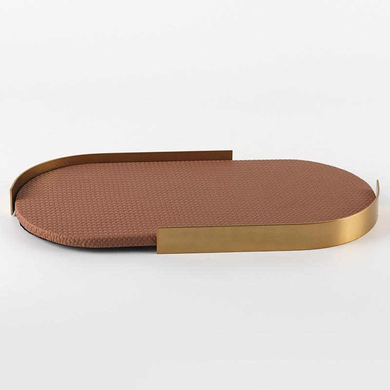 Легкий роскошный кожаный поднос для ароматерапии, овальный, в стиле Ins, для гостиной, спальни, поднос для хранения украшений из плетеной кожи