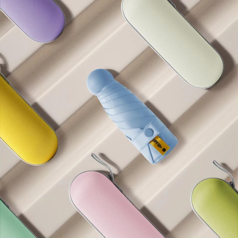 Мини-зонт-капсула, солнечный и дождливый зонт Dualuse, непромокаемый солнцезащитный зонт, портативный зонт для путешествий на открытом воздухе, путешествия