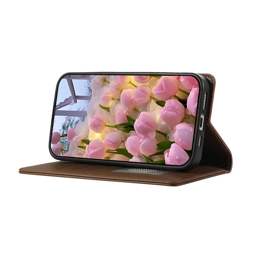 For iPhone 16e Case RFID Blocking Wallet Stand Rhombus Leather Phone Cover with Wrist Strap