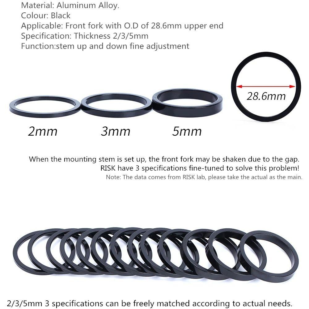 3pcs Raise Handlebar Bike Fork Washer Aluminum Alloy Handlebar Raise Ring Headset Spacers Cycling