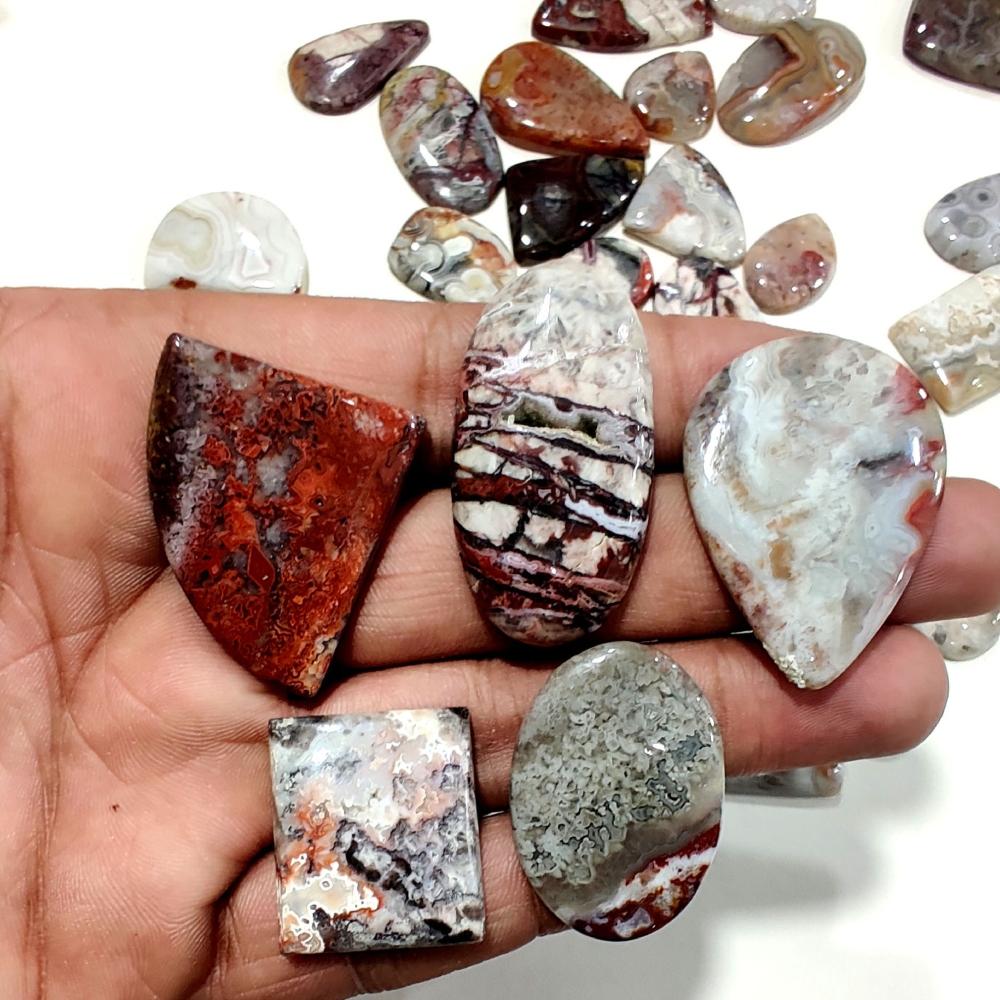 Natural Crazy Lace Agate Cabochon, Healing Loose Gemstone Lot, Mix Shapes And All Size Cabochon Use For Jewelry Making.
