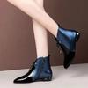 Winter Ankle Boots Women Winter Single Shoes Plus Velvet Low-heeled PU Leather Pointed Thick Fashion Woman Boots