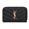 Черный кошелек YSL на молнии из кожи ягненка для женщин