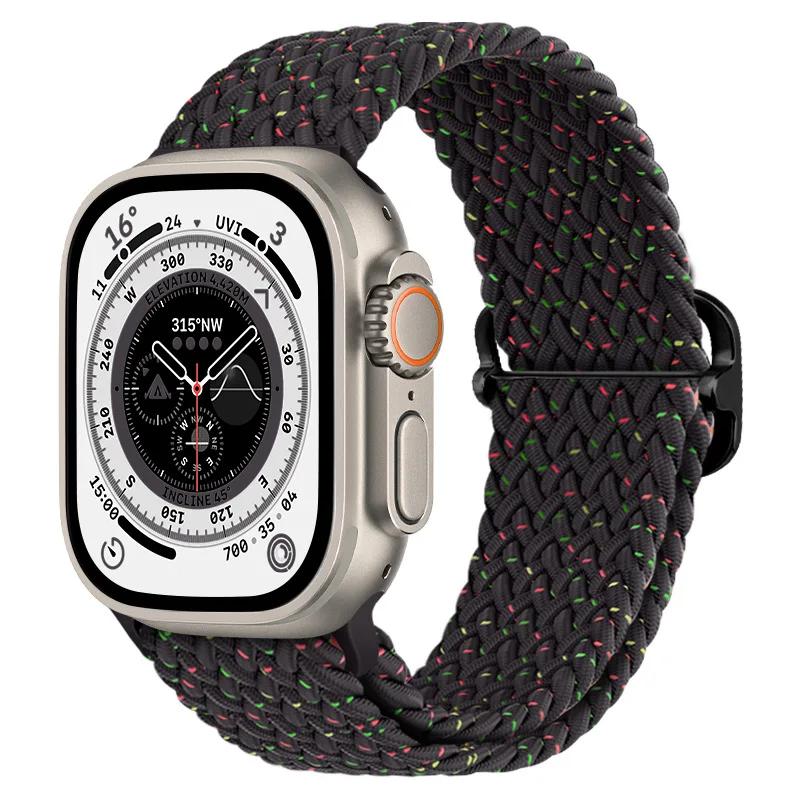 Нейлоновый ремешок для Apple Watch Band 10 9 8 7 45мм 41мм 42мм 46мм Ultra 49мм Дышащий Регулируемый Браслет iWatch 6 5 4 SE2 Пояс