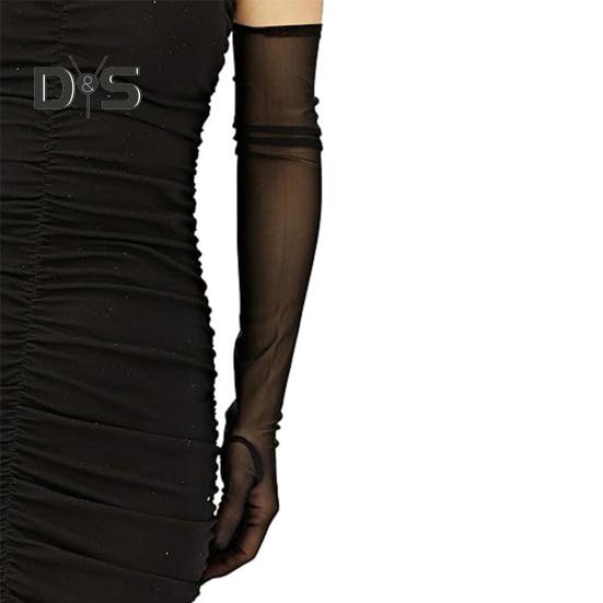 1 пара женских выпускных рукавов, прозрачная сетка, удлиненные солнцезащитные ультратонкие манжеты для выступлений, свадебных фотосессий