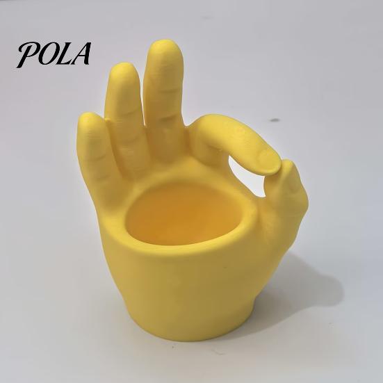 Современное украшение для домашнего офиса, 3D-печатный цветочный горшок в виде жеста руки, Цветочный горшок «Палец Ок», Забавный контейнер для растений, Милый маленький кактус для декора стола, Художественная форма