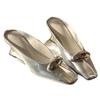 Fish Mouth Bag Head Celebrity Style Metal Soft Leather Half Slippers Outer Wear Women's Summer 2025 New French Square Head Wedge Heel Sandals