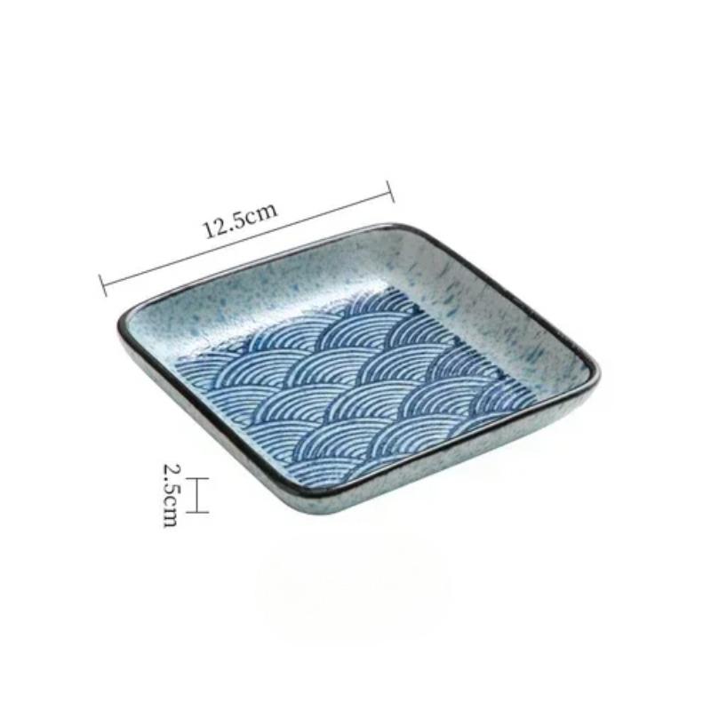 5 Inchs Ceramic Square Disc Japanese Style Cuisine Dining Plate Household Fruit Dish Snack Dipping Sauce Plate Sushi Cutlery