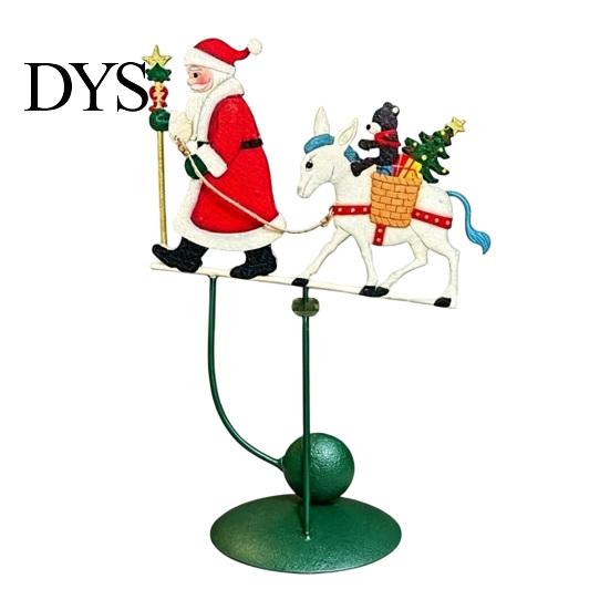 Праздничное украшение камина Шатающийся Санта на олене Рождественская фигурка, Металлическое балансирующее настольное украшение, Настольное украшение Качающаяся статуэтка для полки