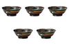 Set of 5 Rough Brush Sansai Bowls X Ramen Bowls by Setomonohonpo 6.8mm High-Based [21 8.5cm (1300cc)]