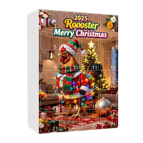Рождественский куриный адвент-календарь 24-дневная коробка для обратного отсчета с легко открывающимися окошками многофункциональная
