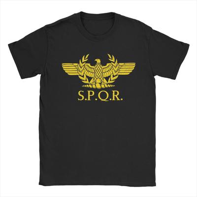 Винтажные золотые футболки SPQR Римский Имперский Орел Мужские с круглым вырезом 100% Хлопок Футболка С коротким рукавом Размеры 4XL 5XL 6XL Топы