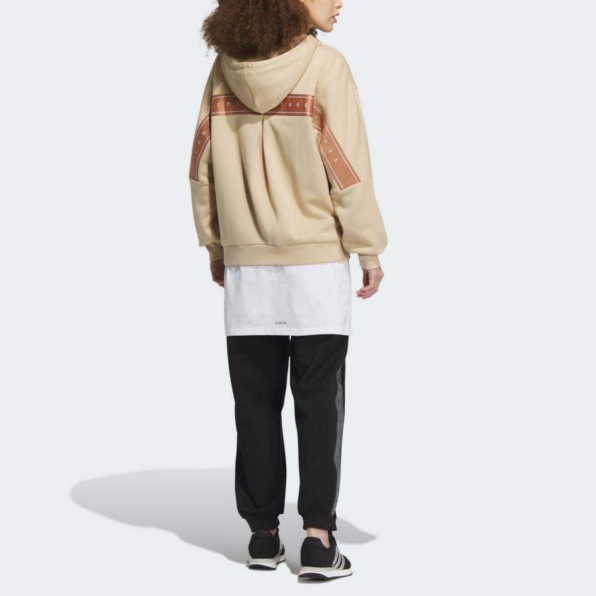 Adidas Сплошная цветная куртка с капюшоном и шнурком, женская верхняя одежда, бежевый IK9893