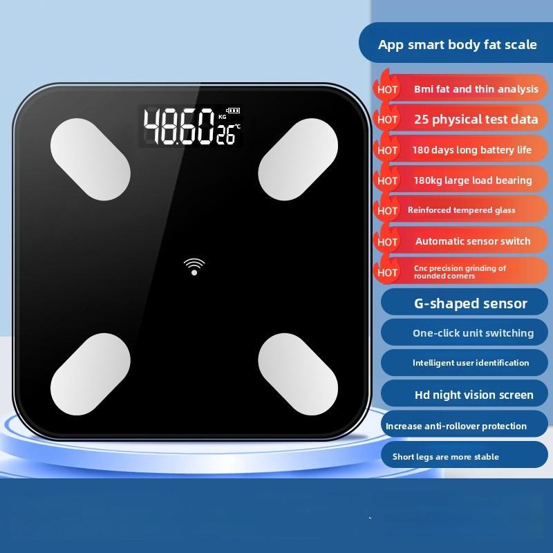 Smart Digital Body Scale, Rechargeable BMI Weight Scale, Electronic Body Fat Scale, LED Display Health Monitor for Home