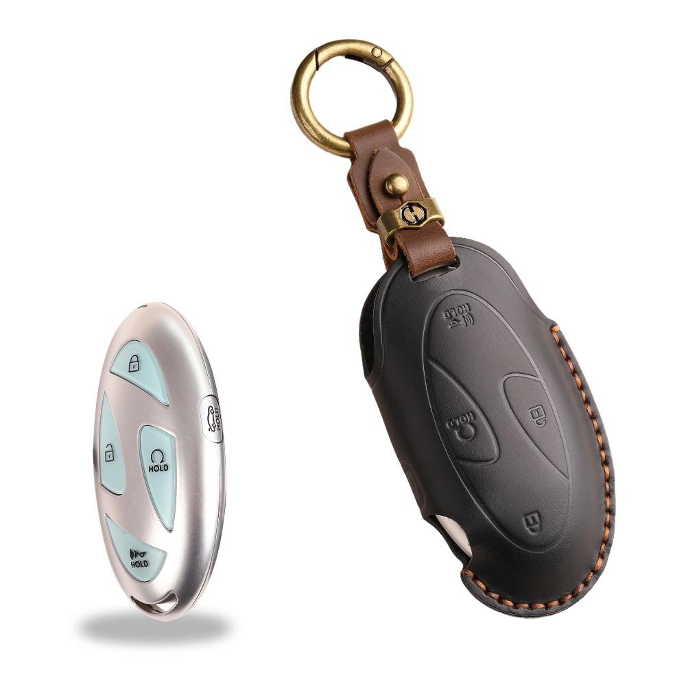 Vintage Leather Key Cover Handmade Premium Protection Case for Hyundai Car Keys Korea Style