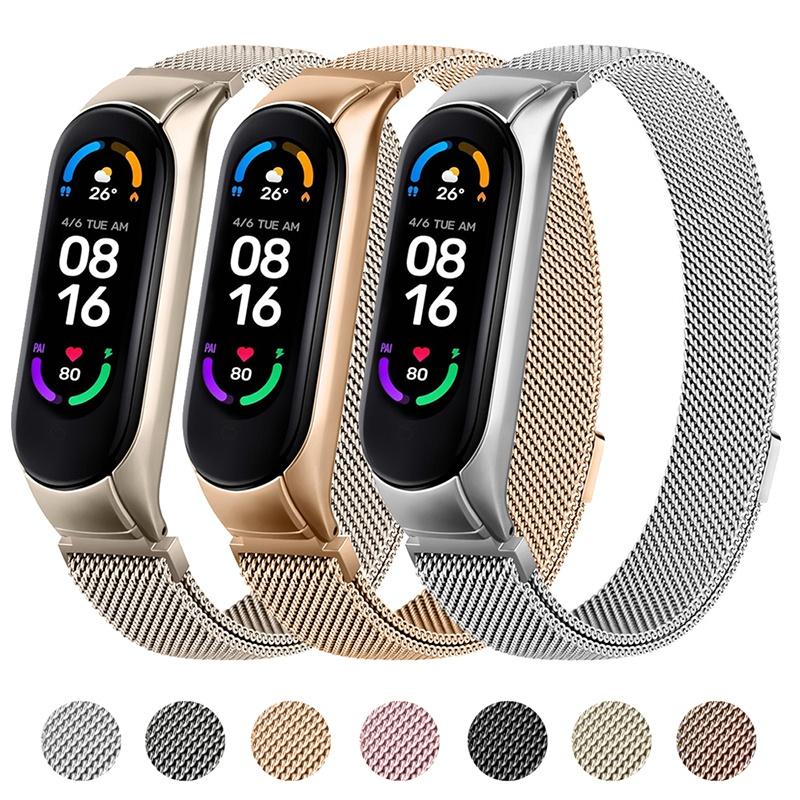 Magnetic Strap for Xiaomi Mi Band 3 4 5 6 Smartwatch Wrist Metal Mesh Bracelet Stainless Steel Wristband
