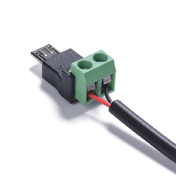 Разъемы для передачи питания 5 В MicroUSB на 2-контактные клеммы Зарядный кабель для мобильных устройств
