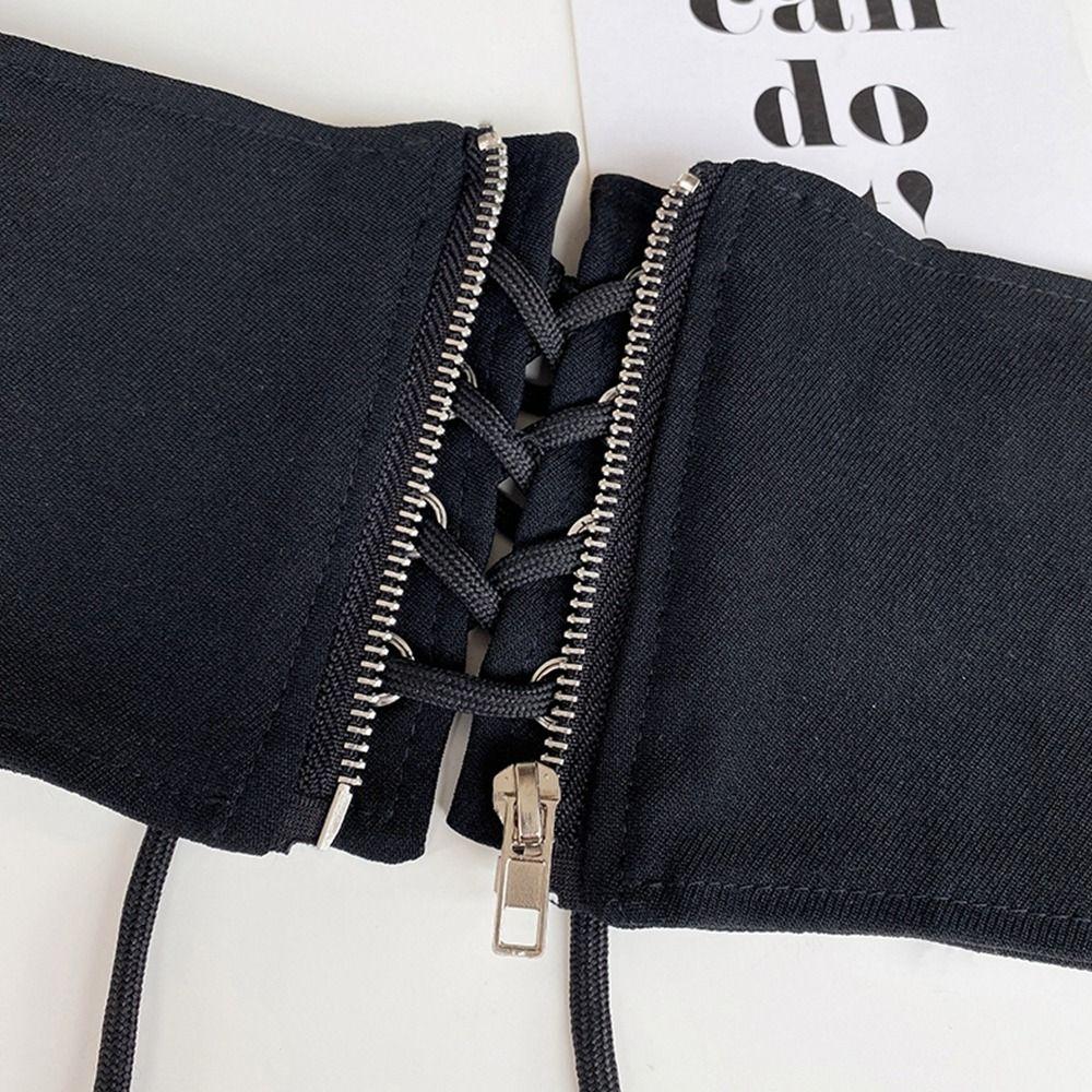 Black Elastic Cummerbunds PU Leather Waist Corset Elegant Wide Belt Girl