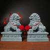 Blue Sandstone Lion Ornaments, Traditional Stone - Carved Auspicious Beasts, Multi - Size Tea Pet Desktop Decor