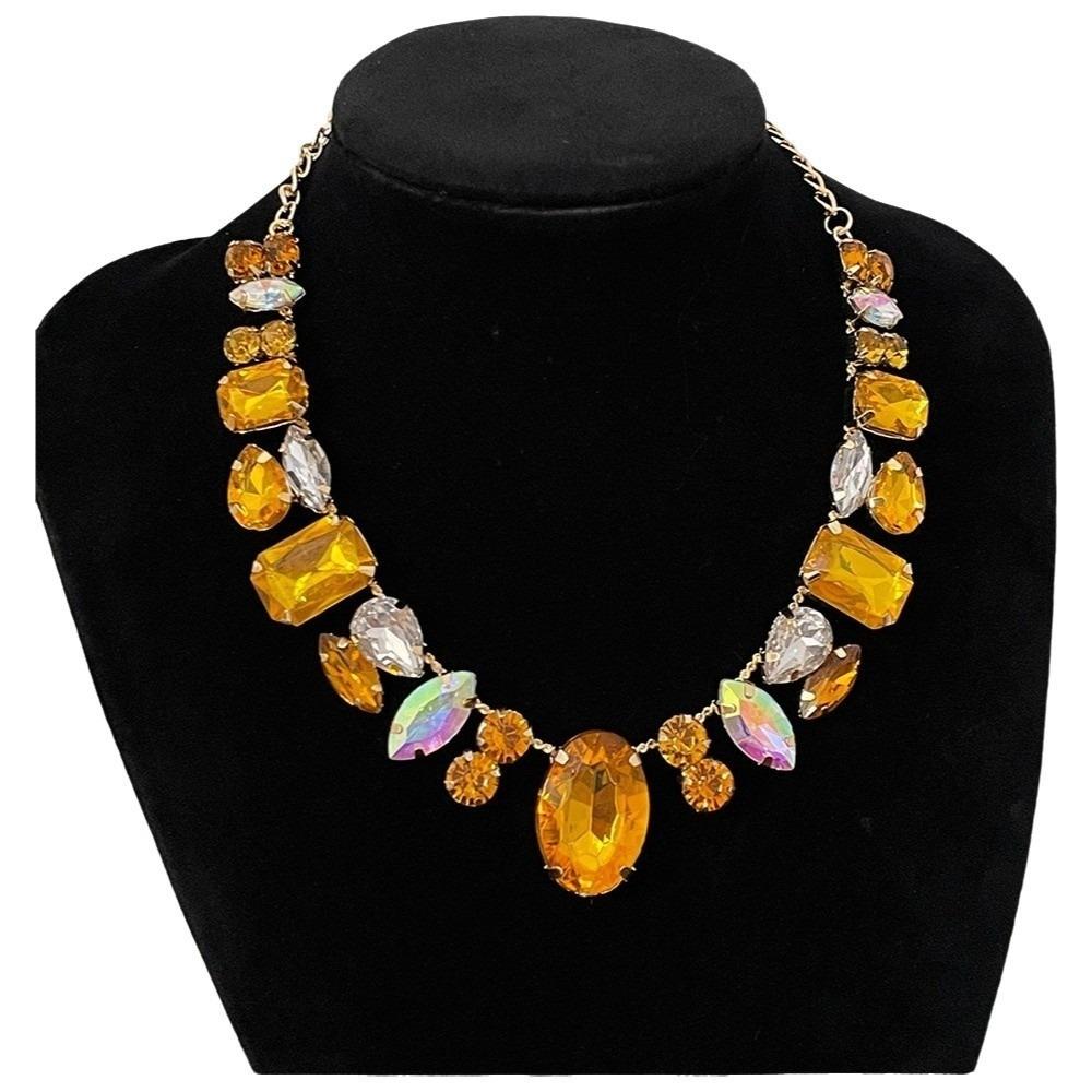Decoration Vintage Chunky Necklace Charm Exaggerated Necklace Rhinestone Necklace  Gifts