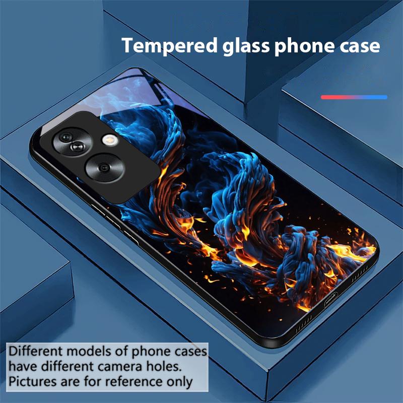 Цветные Чехлы для Oppo A79 5G 58 78 74 60 4G Reno 11F Realme GT 6 11 Note 50 10 C55 X2 Закаленное Стекло Черный Чехол для Телефона
