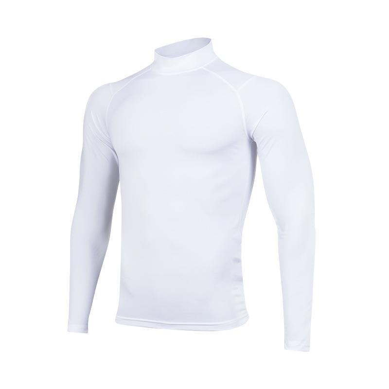 2024 Мужские быстросохнущие спортивные леггинсы с воротником-стойкой, сезон осень/зима: Футболка для фитнеса и бега с длинным рукавом