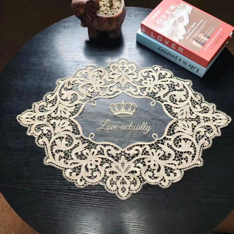 НОВАЯ Изысканная овальная вышитая лоскутная скатерть для спальни, балкона, кофейного круглого столика, украшения для рождественской свадебной вечеринки