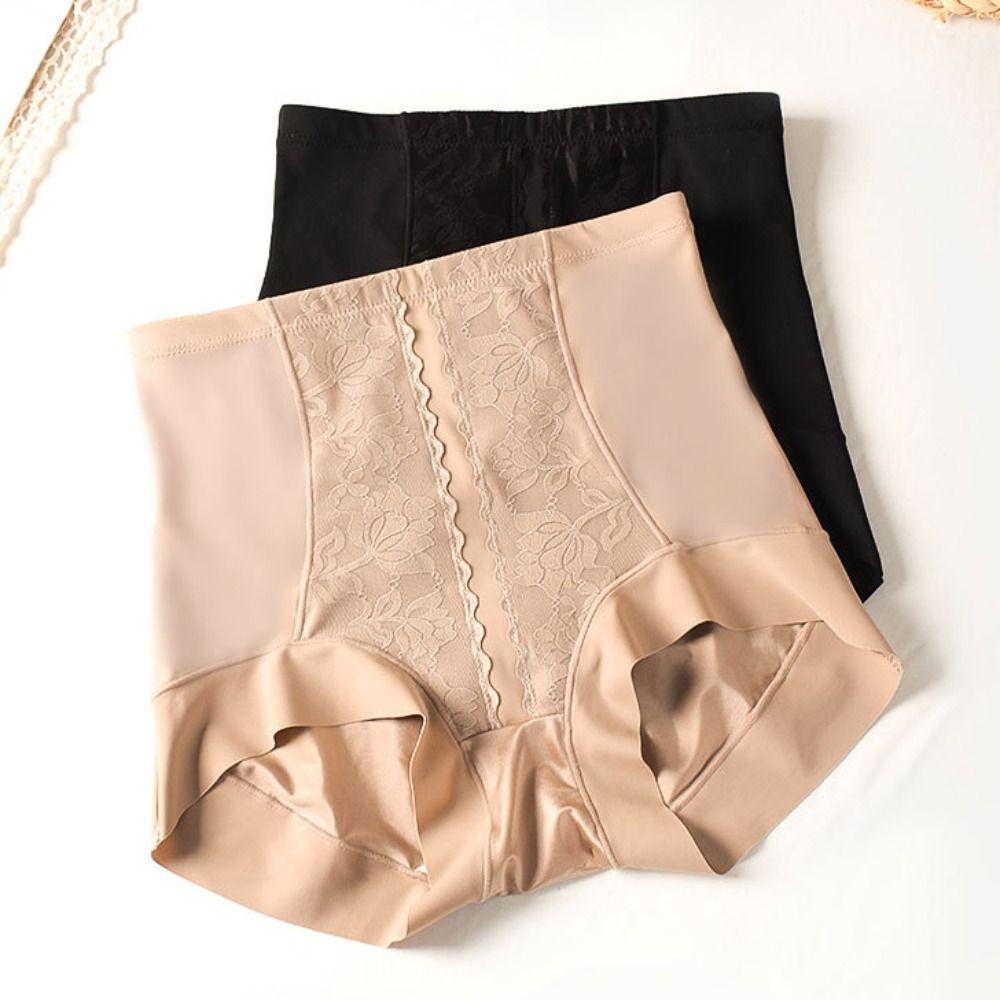 Трусы с высокой талией и контролем живота, из ледяного шелка, с эффектом лифтинга ягодиц, женское нижнее белье, утягивающее корректирующее белье