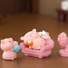 6Pieces Pink Pig Dolls Cartoon Animal Miniature Figurines for Car Rear View Mirror and Home Office Desktop Shelf Decors