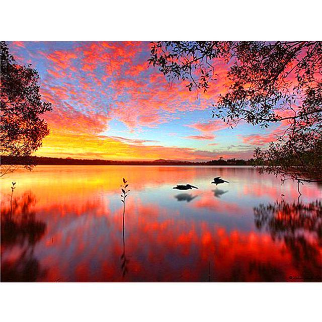 5D DIY алмазная живопись пейзаж закат горный хрусталь художественная картина полная круглая алмазная вышивка горный хрусталь мозаика подарочный комплект