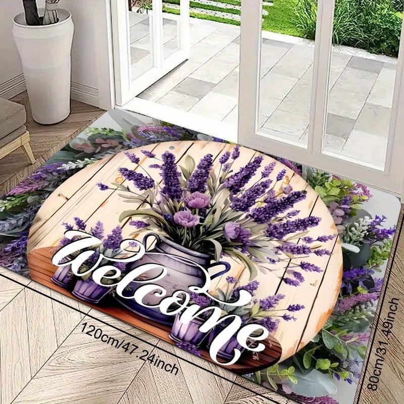 VIKAMA Tropical Flowers Welcome Floor Mat Anti-slip Washable Kitchen Floor Mat Indoor and Outdoor Area Area Rug Home Decoration