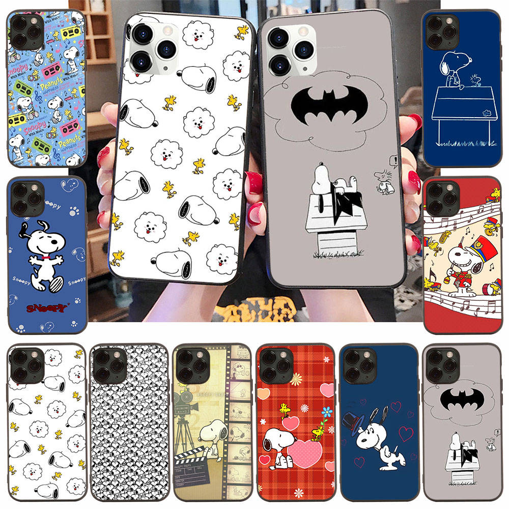 Case for iPhone 16 15 Plus 14 13 12 11 Pro 8 7 6S 6 SE 5S X XR XS Max Realme C30 C33 C31 9I Black Sofe Cover NI35 Fun Snoopy
