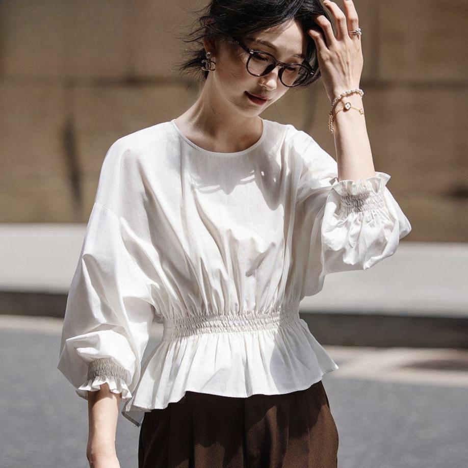 Women's Shirt Long Sleeve Autumn Blouse Loose Waist Slim Feminine Tops