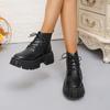 Осенние женские туфли на платформе, новые ботильоны с круглым носком, шнуровкой, на толстом каблуке, для женщин, прогулочная обувь, повседневные женские ботинки для активного отдыха