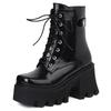 Готические панк уличные женские ботильоны на платформе 2025 толстый высокий каблук короткий ботинок новый модный дизайнер черные на шнуровке зимняя обувь