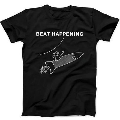 Beat Happening Кот и Ракета Панк-рок Музыка Подарок Черная Футболка T-Shirt 522 Унисекс Футболка