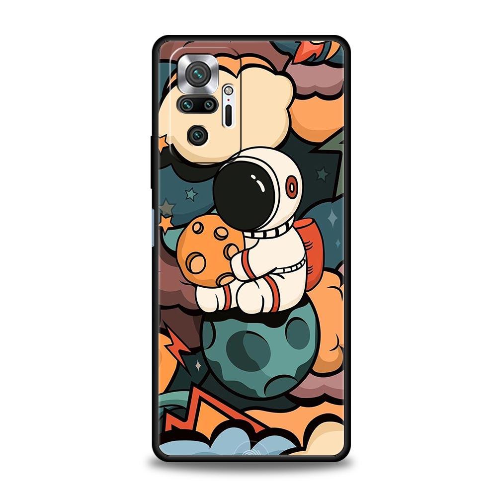 Мультяшный милый чехол-бампер с космонавтом для Redmi 14C 10C Note 15 14 13 12 10 11 K40 Pro Plus 5G Ударопрочный мягкий ТПУ корпус Сумки