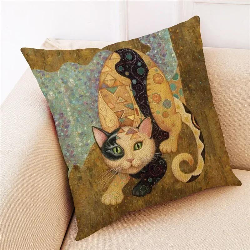 Наволочка на подушку с масляной живописью в скандинавском стиле, павлин, 45x45см, хлопок-лен, чехол для диванной подушки, наволочка для домашнего декора